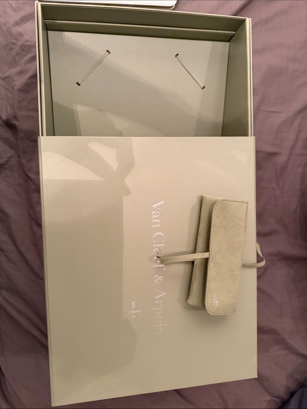 Van Cleef & Arpels Cream Presentation Box with Suede Pouch